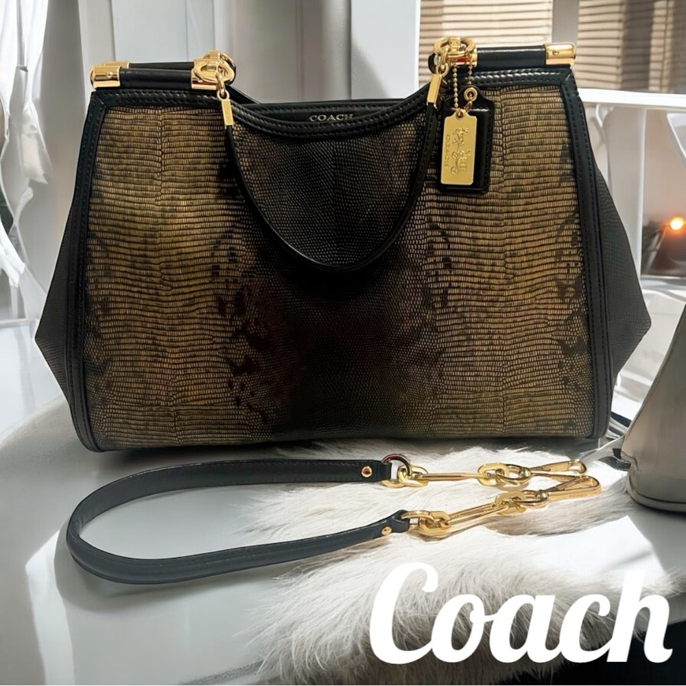 Coach Rare Madison Metallic Lizard Caroline Satchel 26763 Excellent Condition